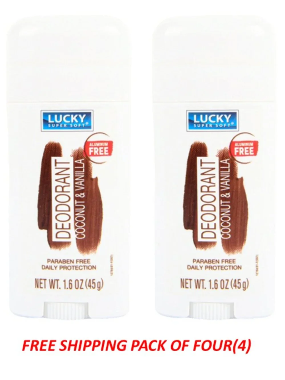 Lucky Deodorant Stick Coconut & Vanilla Daily Protection (Pack of Four)